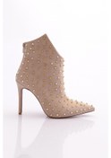 Resim Dgn 1135 Kadin Topuklu Bot 1135-2125-R0186 Bej Süet 
