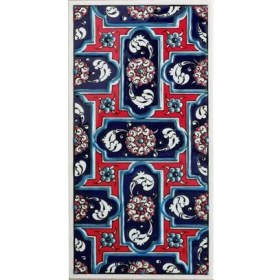 Resim Armada Çini 10x20 Cm ED 219 Kobalt Geometrik El dekoru Çini Karo 