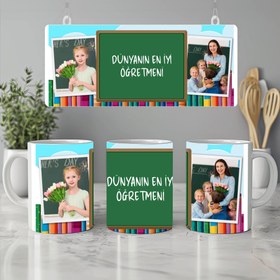 Resim Kişiye Özel Öğretmen Kupası – Öğretmenler Günü Hediyesi, Fotoğraf ve Mesaj Baskılı - Kişiye Özel Öğretmen Kupası – Öğretmenler Günü Hediyesi, Fotoğraf ve Mesaj Baskılı / Beyaz / Düz 