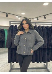 Resim Ribana Classic Kadın Yaka Detaylı Astarlı Slim Fit Kısa Mont Füme 
