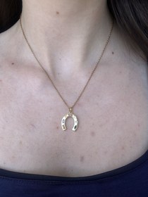 Resim Gold Taşlı Nal Kolye 