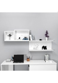 Resim Arnetti Akser 3 Bölmeli Duvar Rafı Beyaz - Akser 