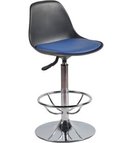 Resim Ofiscombin Ofis Büro Mutfak Yüksek Sırtlı Amortisörlü Pistonlu Bar Tabure Parlement Mavi Deri 00047499833 