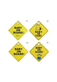 Resim Novahub Bebek Gemide Güvenlik Araba Pencere Vantuz Sarı Yansıtıcı Uyarı Levhası 12 Cm A4 