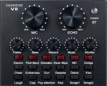 Resim Qingmipy V8 Dışarıdaki Ses Kartı, Canlı Yayın İçin 6 Ses Modu Ve 12 Efekt, 1200mah Pil İle Çok Fonksiyonlu Metal Ses Kartı Diğer 