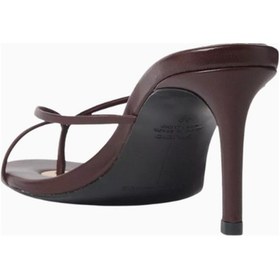 Resim Sue Black Suede Studio Gem 65 Bordo Deri Slip-on Mules, Yuvarlak Burunlu Altın Medalyon Detaylı Zarif Tasarım Terlik 38 