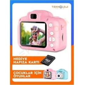 Resim Çocuk Kamerası Dijital Fotoğraf Makinesi Mini 1080P Hd Kamera Hafıza Kart Hediyeli 