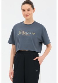 Resim Skechers Crop Graphic Kadın Tişört Gri 