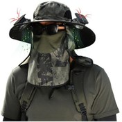 Resim Güneş Fanı İle Geniş Ağzına Kadar Güneş Şapkası, Çıkarılabilir Boyun Flep Ve Balıkçılık, Yürüyüş, Kamp İçin Yüz Örtüsü İle Güneş Fan Şapkası 