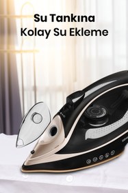 Resim GoldMaster Grandjett 3200W Seramik Tabanlı Oto. Kapanma Özellikli 210 gr Etkili Şok Buharlı Ütü 