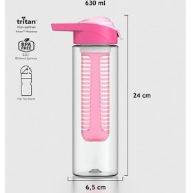 Resim Renga Juno 630 Ml Tritan Detoks Matara 911046 Fuşya-pudra Fuşya 