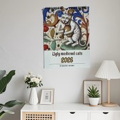 Resim 2026 Ortaçağ Kedisi Takvimi - Çirkin Ortaçağ Kedileri - Vintage Gotik Asma Duvar Takvimi, Aylık Sekmelerle - Ev ve Ofis Dekoru - Kedi Severler İçin Doğum Günü Hediyesi - Fonksiyonel & Dekoratif Zaman Tutucu, Eğlenceli İllüstrasyonlar, Yüksek Kalite Baskı 