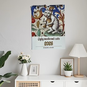 Resim 2026 Ortaçağ Kedisi Takvimi - Çirkin Ortaçağ Kedileri - Vintage Gotik Asma Duvar Takvimi, Aylık Sekmelerle - Ev ve Ofis Dekoru - Kedi Severler İçin Doğum Günü Hediyesi - Fonksiyonel & Dekoratif Zaman Tutucu, Eğlenceli İllüstrasyonlar, Yüksek Kalite Baskı 