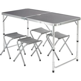 Resim Funky Chaırs Tabureli Katlanabilir Piknik Masası Seti -Füme 