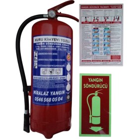Resim Miralaz Ticaret 6 kg Yangın Söndürme Tüpü Levhalı + Talimatlı + Askı Aparatlı 