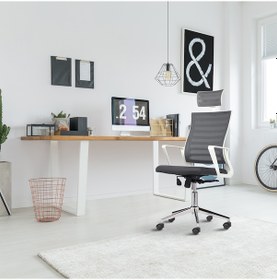 Resim Asbir Mobilya Ceo Fileli Başlıklı Çalışma Koltuğu Ofis Sandalyesi 