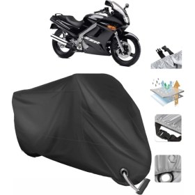 Resim Autolion Kawasaki Zzr 250 Motosiklet Branda (Bağlantı, Kilit Uyumlu)-Siyah 