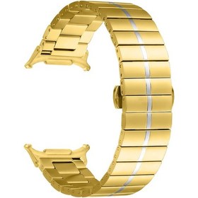 Resim Samsung Uyumlu Galaxy Watch Ultra 47mm İçin Şık Paslanmaz Çelik Saat Bandı Bilek Kayışı - Altın+gümüş 