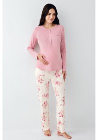 Resim Pierre Cardin Piere Cardin 9059 Hamile Lohusa Pijama Takım Gülkurusu V1 