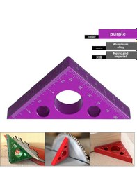 Resim Youtek Alüminyum Kalınlaşmış Triangülêr Cetvel, Ahşap İşleri İçin 45 Derece Açı Ölçer, İngilizce Ve Metrik Ölçü Birimleri Mor 