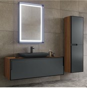 Resim Orka Craft 120cm Ceviz-Antrasit Banyo Dolabı ve Boy Dolabı Takımı 