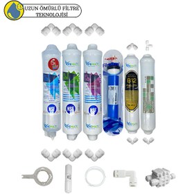 Resim Pemax Water Solutions Kapalı Kasa Su Arıtmaya Uygun Sertifikalı 6lı Orijinal Filmtec Mebran Purefer-B12Alkali Set 