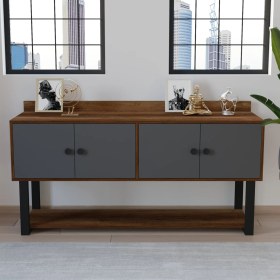 Resim Robin Home Grand Ofis Konsol 4 Kapaklı Metal Ayaklı Barok-Antrasit 