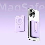 Resim 10000 Mah Manyetik Kablosuz Güç Bankası 3 İn 1 Taşınabilir Yardımcı Pil Pd20w Purple 10000mah Mor 