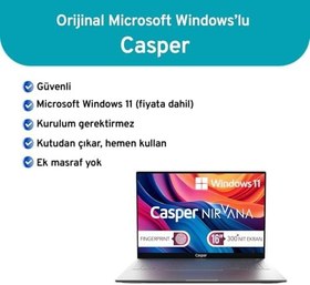 Resim Casper Nirvana S100 i7-13620H 48GB DDR5 1TB W11P Laptop 16" S100.1362-GF00R-G-F 