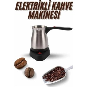 Resim Aylina Mey Ithalat® Elektrikli Cezve 800 Watt Paslanmaz Çelik Türk Kahve Makinesi Saplı 