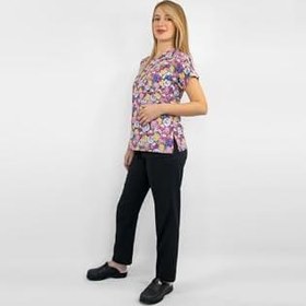 Resim Unisex Neşeli Mod Desenli Likralı Hemşire Doktor Cerrahi Scrubs Üniforma Takım, XS 