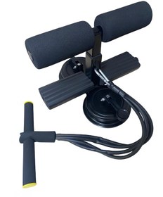 Resim Çift Vantuzlu Mekik Çekme Metal Spor Aleti Ayak Destek Direnç Lastikli Karın Egzersizi Spor Egzersiz 