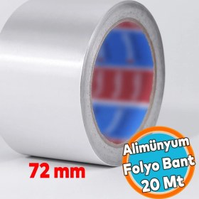 Resim Alüminyum Folyo Bant Yapışkanlı 72 mm x 20 Metre Yanmaz Soba Borusu Bandı 
