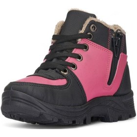 Resim Günlük Unisex Kız Çocuk Bot Kürklü Astar Bağcıklı Fermuarlı Oval Burun Kaymaz Taban Bootie 389 Fuşya 