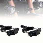Resim 2 Adet Evrensel Alüminyum Alaşım Motosiklet Çatal Braketi, 360 Derece Ayarlanabilir Yardımcı Sürüş Farı Montajı, Anti Çarpışma Barı Destek Klempleri 