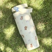 Resim 1 adet 30Oz Yalıtımlı Su Şişesi Sevimli Yay ve Papatya Baskılı - Yeniden Kullanılabilir, Dayanıklı 304 Paslanmaz Çelik Flask Açık Hava, Ofis, Spor, Düğünler, Partiler, Kamp, Okula Dönüş Sezonu, Noel, Şükran Günü, Anneler Günü, Doğum Günleri ve Hediyeler 