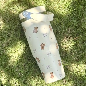 Resim 1 adet 30Oz Yalıtımlı Su Şişesi Sevimli Yay ve Papatya Baskılı - Yeniden Kullanılabilir, Dayanıklı 304 Paslanmaz Çelik Flask Açık Hava, Ofis, Spor, Düğünler, Partiler, Kamp, Okula Dönüş Sezonu, Noel, Şükran Günü, Anneler Günü, Doğum Günleri ve Hediyeler 