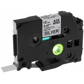 Resim Brother Tze-M931 12 mm X 8mt Mat Gümüş üzerine Siyah Laminasyonlu 