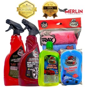 Resim ARACINIZ İÇİN EN İYİSİ T-RAX Lastik Parlatıcı&demir Tozu&4lü Mikrofiber Bez&cilalı Oto Şampuan 500 Ml&araba Yıkama Süngeri 