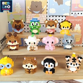 Resim 12 Parça Sevimli Hayvan 3D Elmas Yapı Blokları Seti, Çocuklar İçin DIY El Sanatları Kiti - İdeal Yatak Odası Dekoru ve Noel Hediyesi 