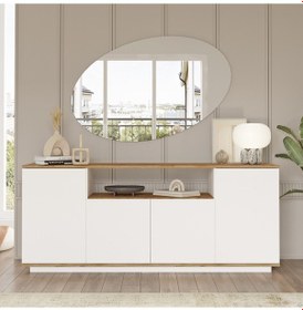 Resim Robin Home Loft Konsol 4 Kapaklı Raflı 180cm Çam-Beyaz 