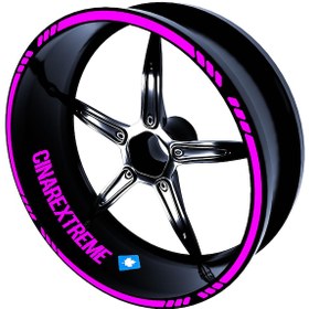 Resim 4 Parçalı Kesikli Tasarımlı Gül Pembesi Jant Şeridi Sticker Çınar Extreme 