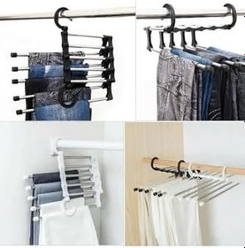 Resim Kullanışlı Dolap Içi Pantolon Kravat Şal Askı Sistemi Düzenleyici Katmanlı Askılık Organizer 