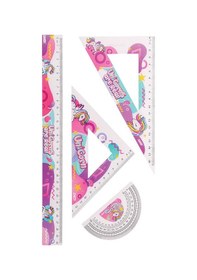 Resim Unicorn Cetvel Takımı 30 Cm 1 Paket Cetvel Gönye İletki Şeffaf Çizim Takımı Pergelli Çizim Seti 4 Parça Kız Çocuk Çok Renkli 