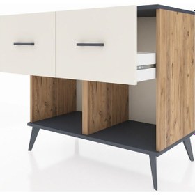Resim Hyperion Şifonyer 2 Çekmeceli 88x44x80 Çam-antrasit/aytaşı Antrasit/aytaşı 