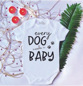 Resim LoveStore Unisex Bebek Baskılı Dog Baby %100 Pamuklu Çıtçıtlı Body Zıbın + Hediyeli 