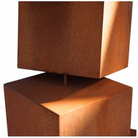 Resim Corten Küp Heykel 