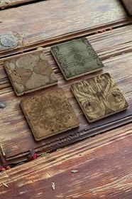Resim Oscar Stone Decor Taş Bardak Altlığı Stone Coasters - Desen Seti/Desenler Ba-584 
