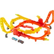 Resim HOT WHEELS Hot Ones Turbo Oyun Parkuru ve 1:64 ölçekli 2 adet oyuncak araba JFH35 