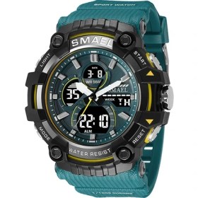 Resim Hanyang Mavi Yeşil Erkekler Saatler Smael Marka Erkek Saat Ikili Zaman Göstergesi Dijital Kuvars Kronometre Alarmlı Saatler 8079 Spor Izle Su Geçirmez Askeri (Yurt Dışından) 